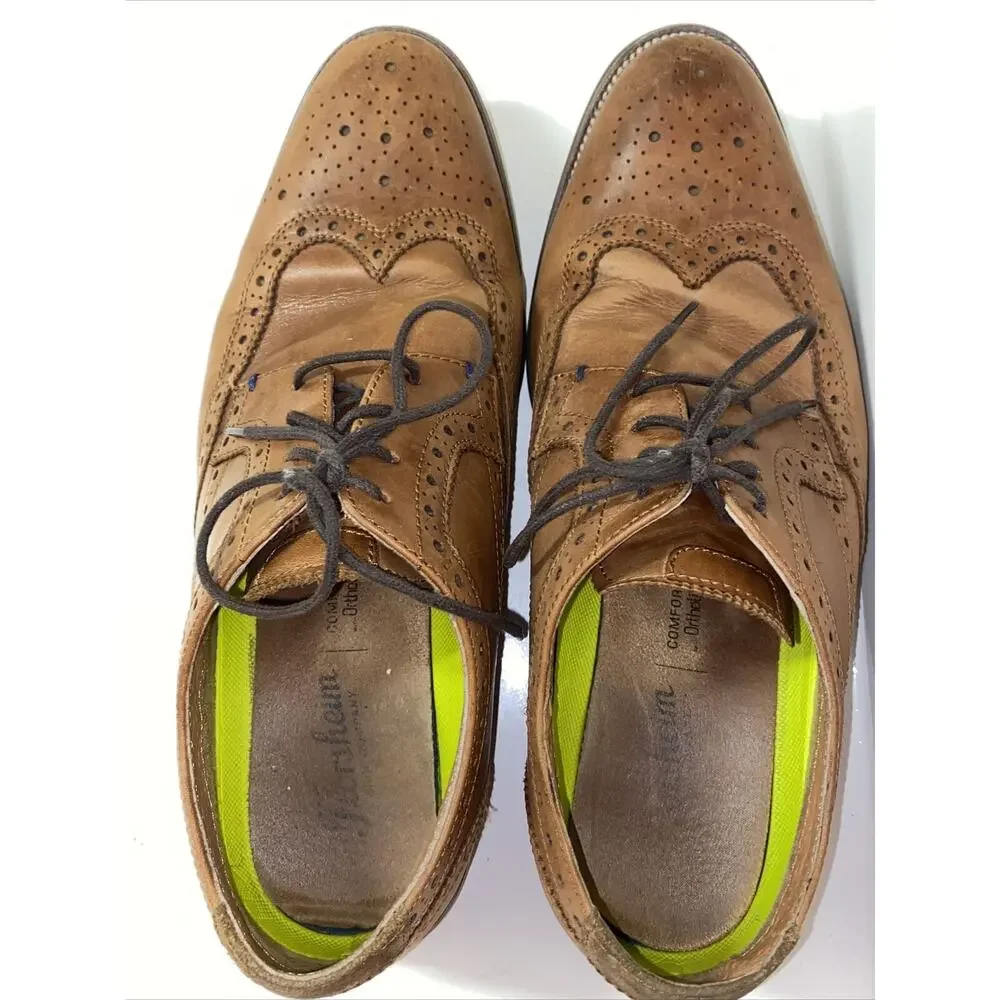 Florsheim Rucci Wingtip Oxford Classic Dress Shoes Cognac Leather 11937-221 Sz 9